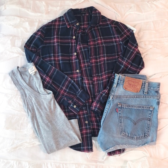 Brandy Melville Tops - Brandy Melville Red & Blue Flannel